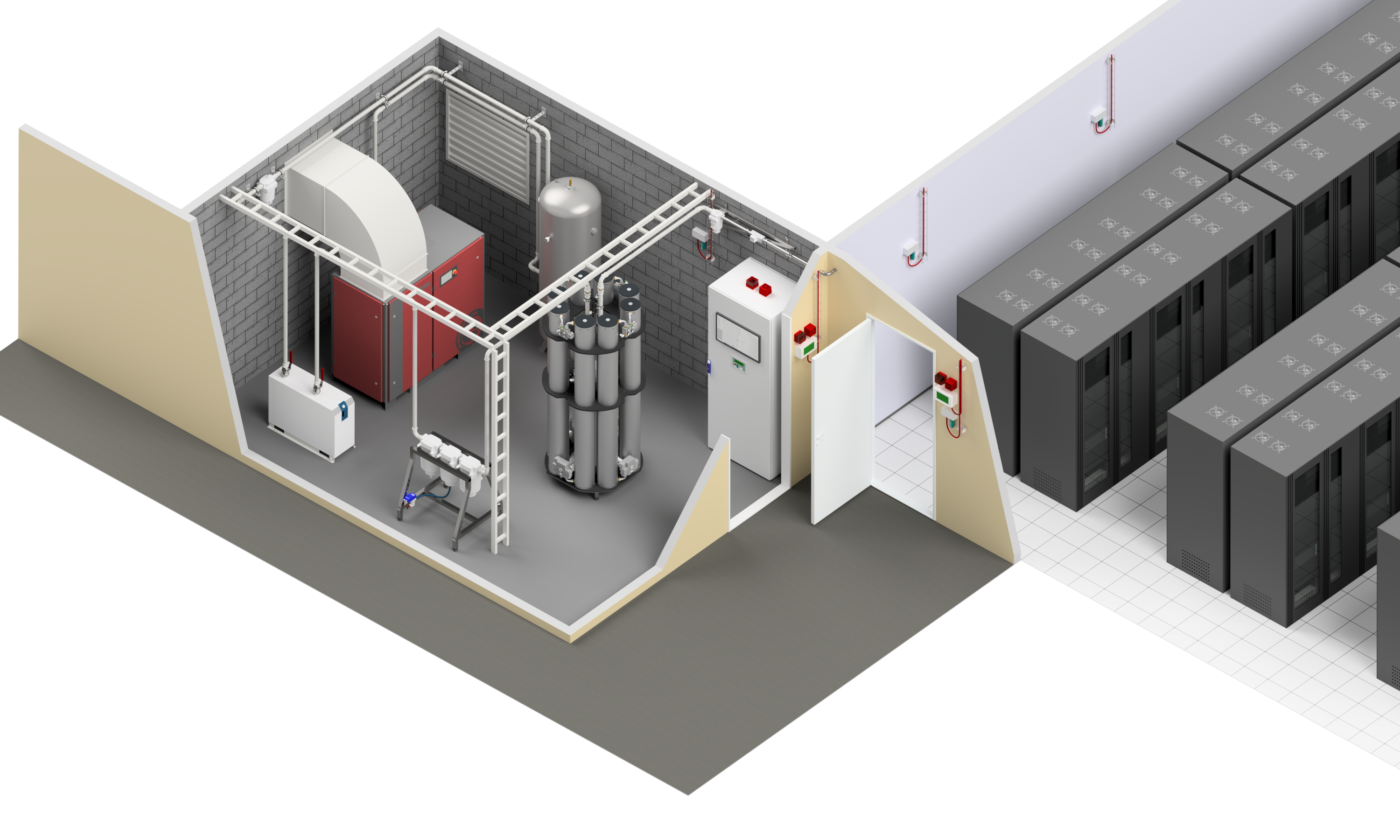 Server room lay-out isometric 3